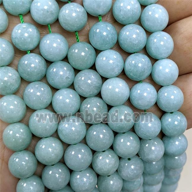 Sponge Jade Beads Dye Smooth Round Green