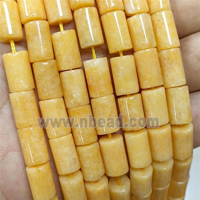 Sponge Jade Tube Beads Yellow Dye