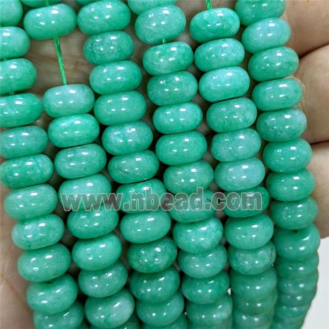 Sponge Jade Rondelle Beads Smooth Green Dye