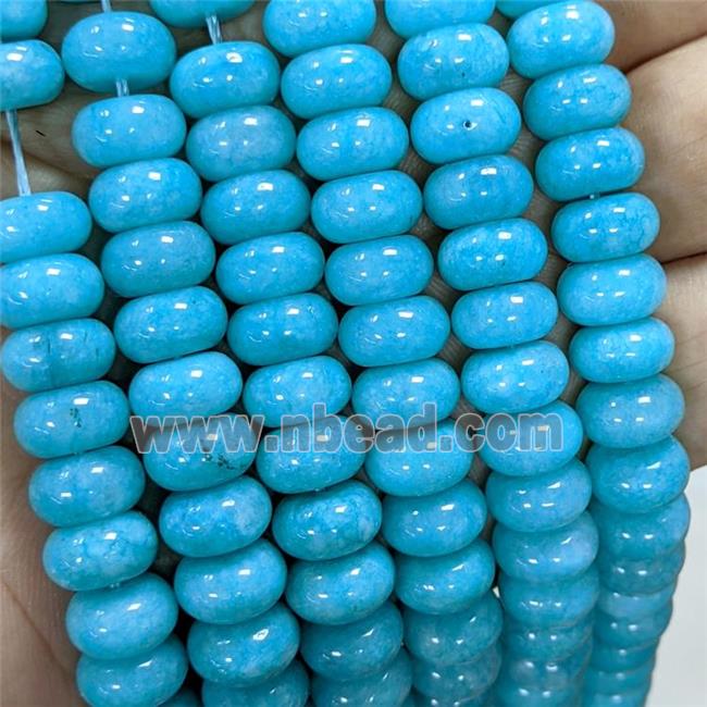 Sponge Jade Rondelle Beads Smooth Blue Dye