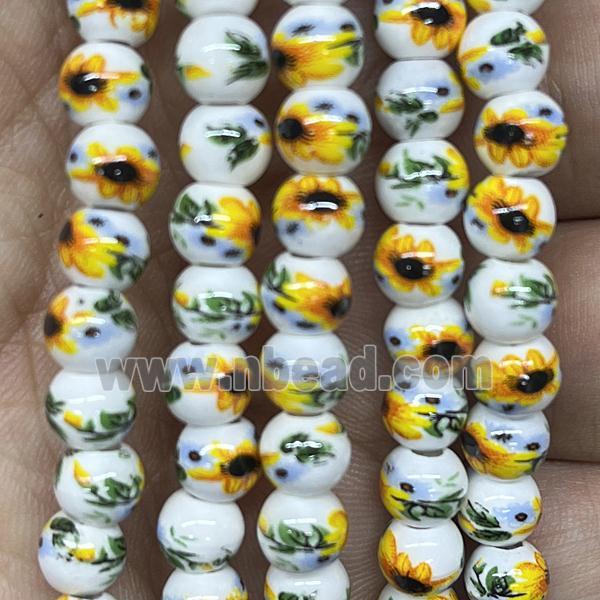 Porcelain beads, round