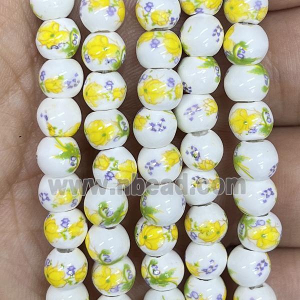 Porcelain beads, round