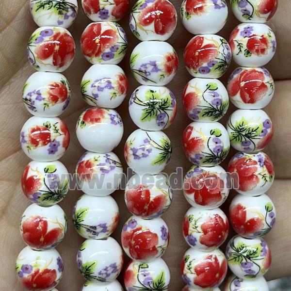 Porcelain beads, round