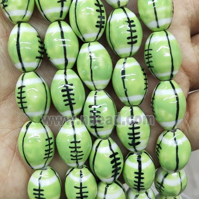 Green Porcelain Rugby Beads American Football Sport Rice