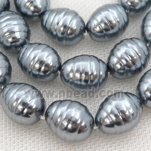black Pearlized Shell silkworm beads