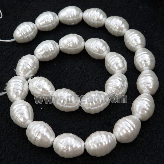 white Pearlized Shell silkworm beads