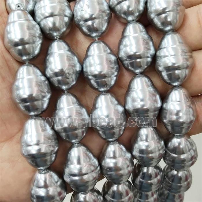 Pearlized Shell Teardrop Beads SilverGray