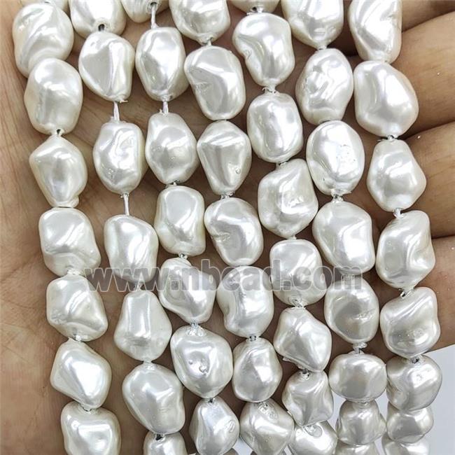 Baroque Style White Pearlized Shell Beads Freeform