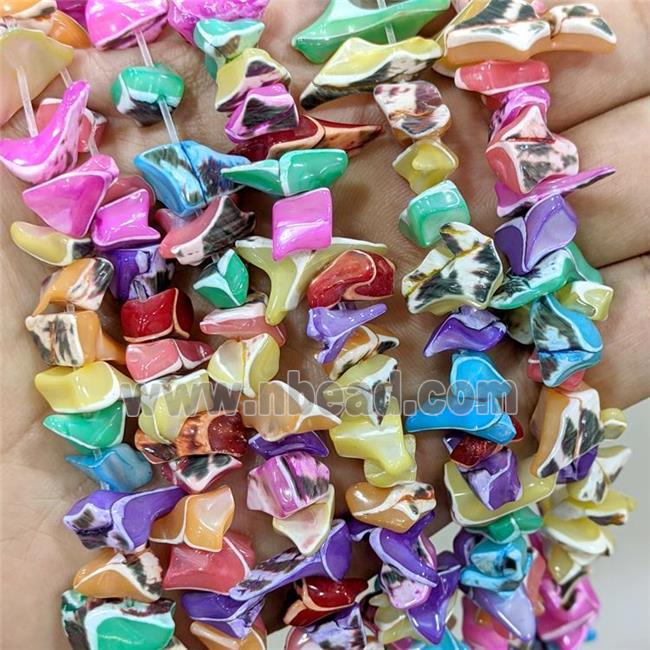 MOP Shell Beads Freeform Dye Mixed Color