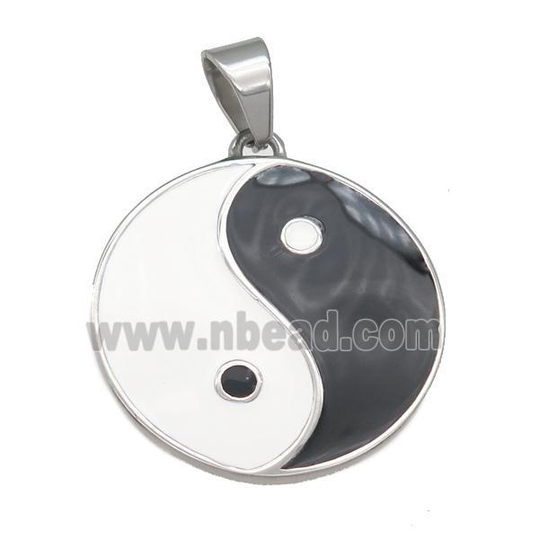 stainless steel Taichi pendant, enamel