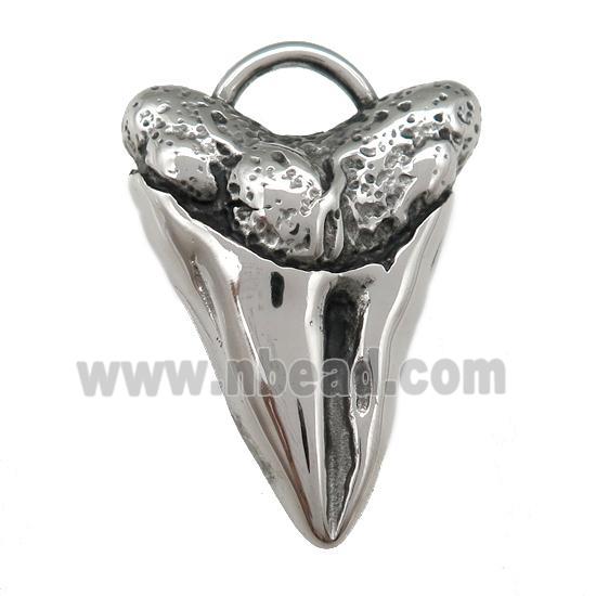 stainless steel Shark-tooth pendant, antique silver