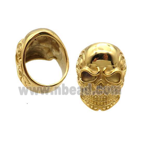 Stainless Steel Skull Ring Gold Plated