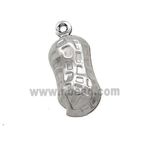 Raw Stainless Steel Peanut Charm Pendant