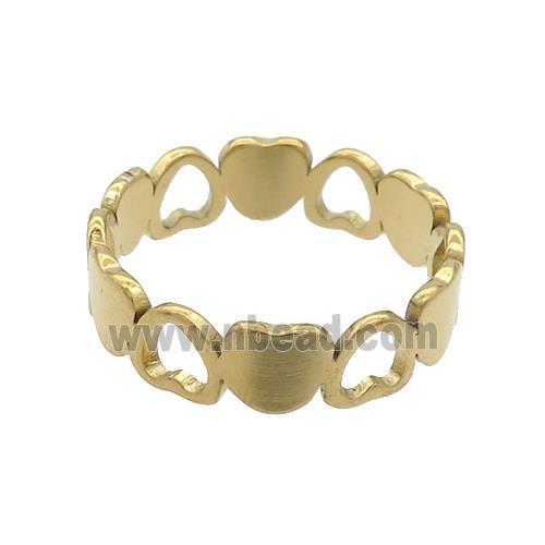 Stainless Steel Rings Heart Gold Plated