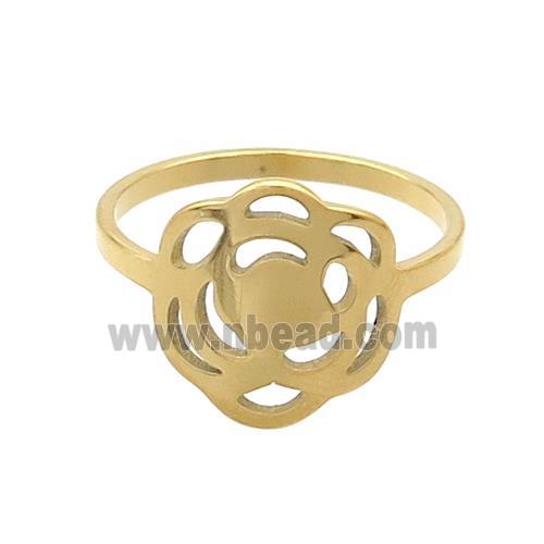 Stainless Steel Rings Flower Gold Plated
