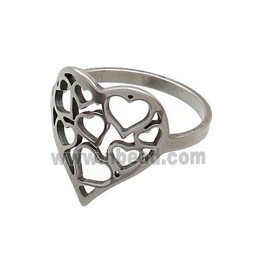 Raw Stainless Steel Heart Rings