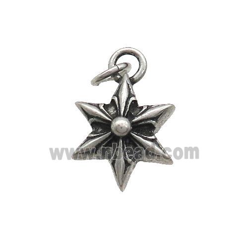 Stainless Steel Star Pendant Antique Silver