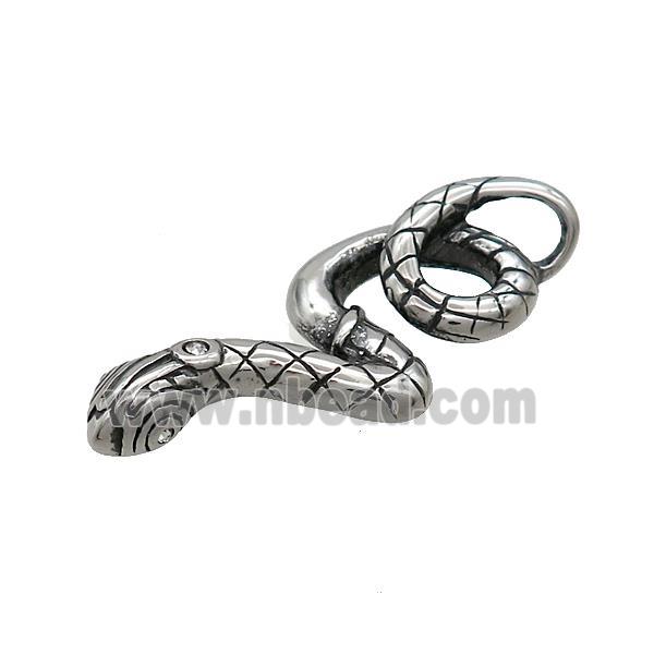 Stainless Steel Snake Pendant Antique Silver