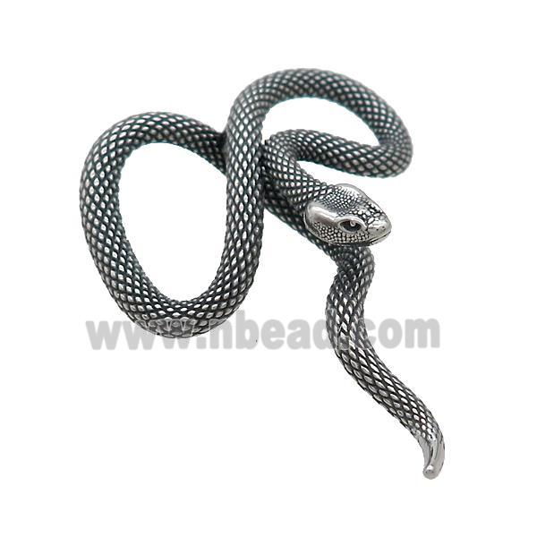 Stainless Steel Snake Pendant Antique Silver