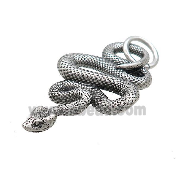 Stainless Steel Snake Pendant Antique Silver