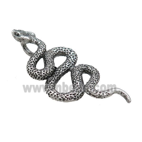 Stainless Steel Snake Pendant Antique Silver