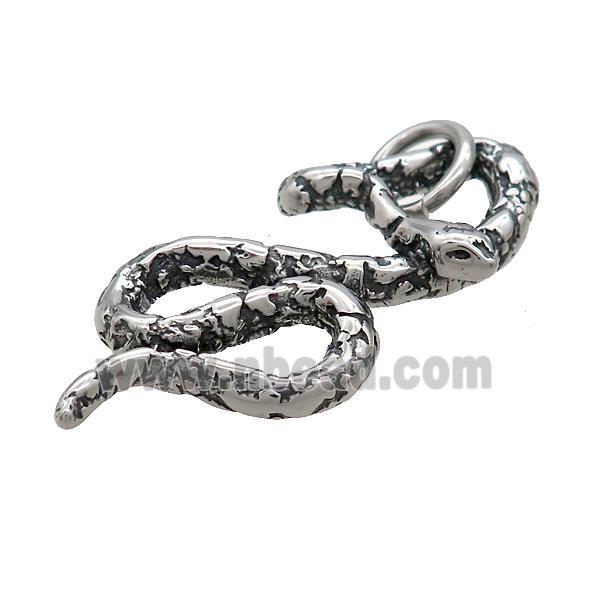 Stainless Steel Snake Pendant Antique Silver