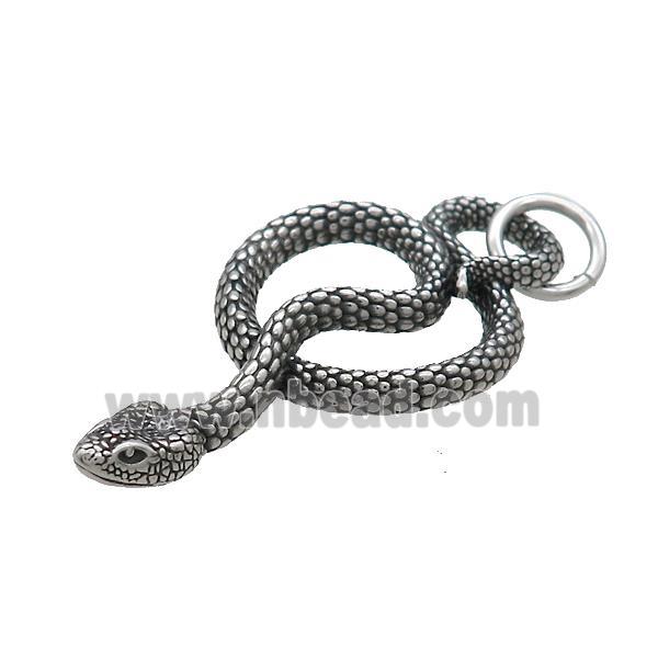 Stainless Steel Snake Pendant Antique Silver