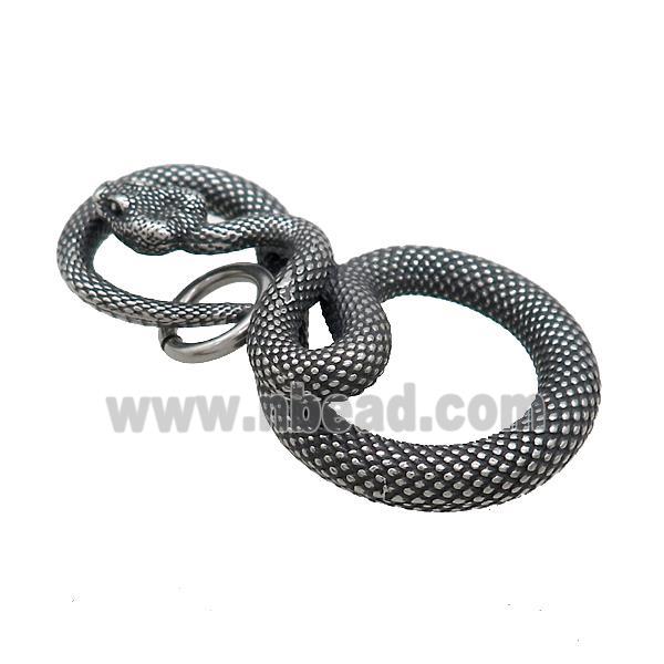 Stainless Steel Snake Pendant Antique Silver