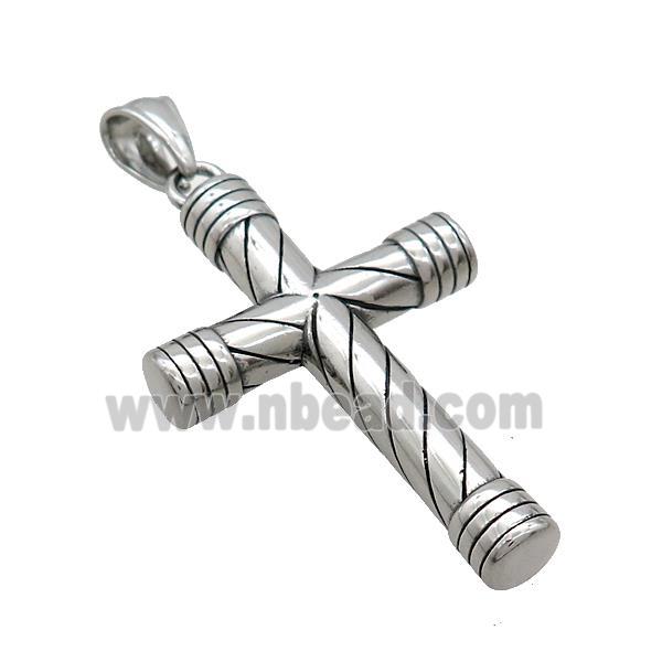 Stainless Steel Cross Pendant Antique Silver