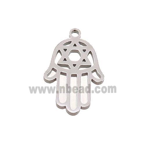 Raw Stainless Steel Hamsahand Charm Pendant