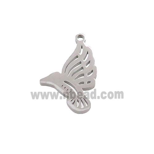 Raw Stainless Steel Birds Charm Pendant