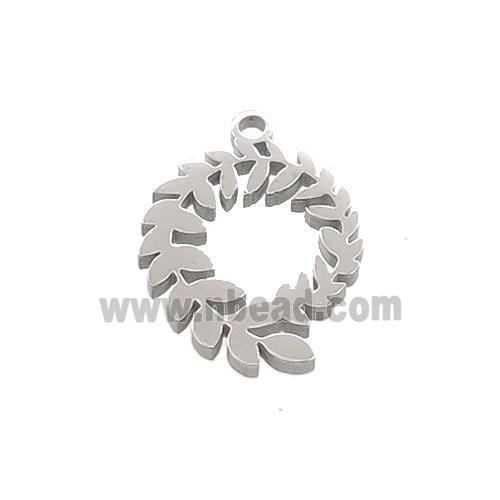 Raw Stainless Steel Christmas Wreath Pendant