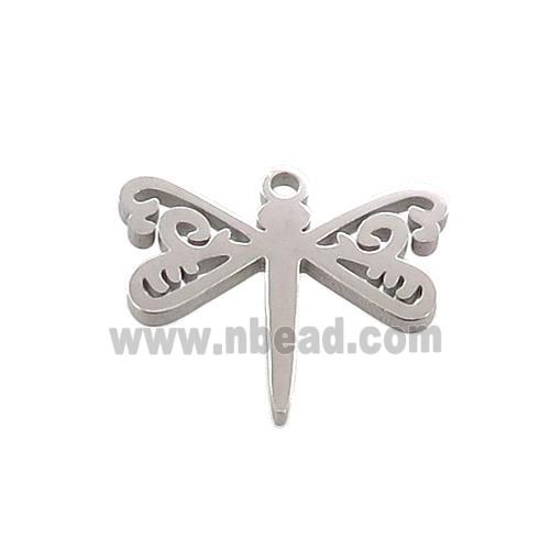 Raw Stainless Steel Dragonfly Charms Pendant