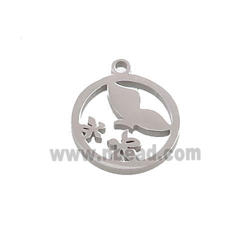 Raw Stainless Steel Flower Pendant