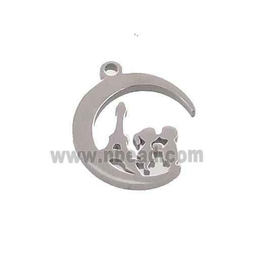 Raw Stainless Steel Eiffel Tower Charms Pendant Couple Moon