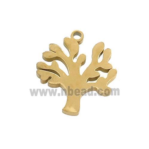 Stainless Steel Tree Charms Pendant Gold Plated