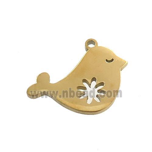 Stainless Steel Birds Charms Pendant Gold Plated