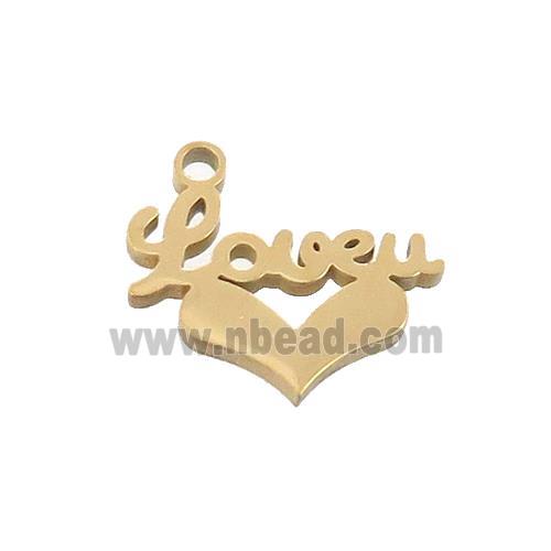 Stainless Steel LOVEU Heart Charms Pendant Gold Plated