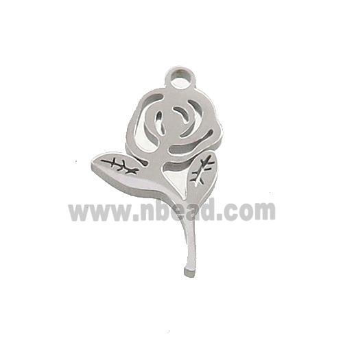 Raw Stainless Steel Roses Flower Pendant