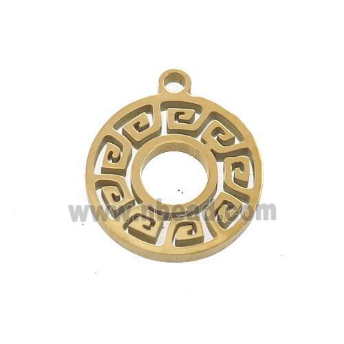 Stainless Steel Circle Charms Pendant Greek Key Gold Plated