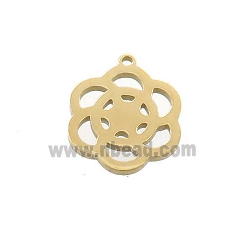 Stainless Steel Flower Pendant Gold Plated