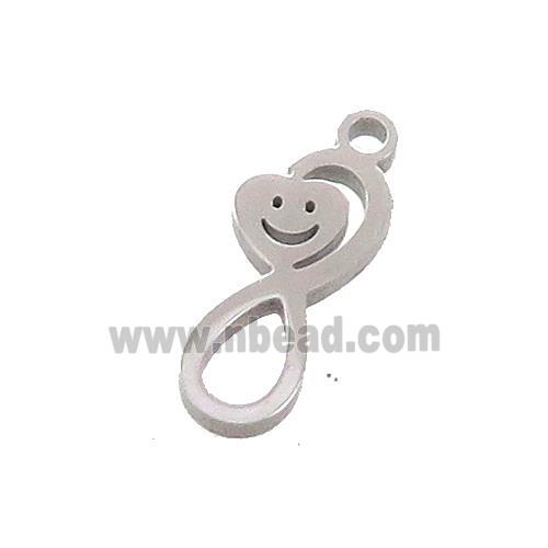 Raw Stainless Steel Infinity Pendant Heart Emoji