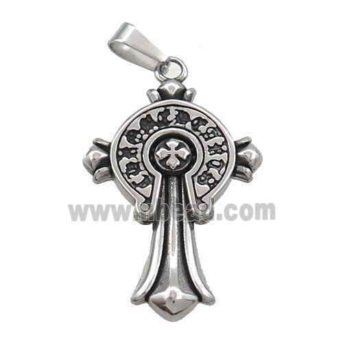 Stainless Steel Cross Charms Pendant Antique Silver