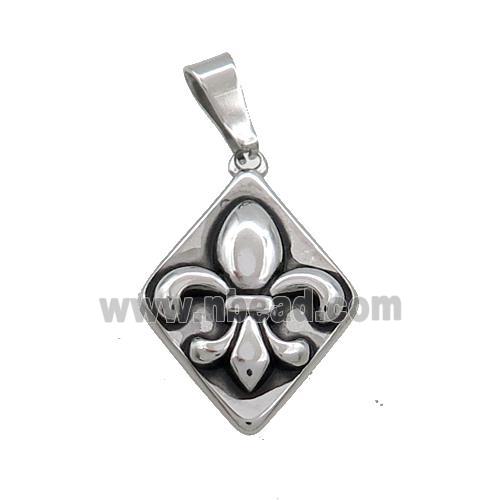 Stainless Steel Fleur-De-Lis Charms Pendant Antique Silver