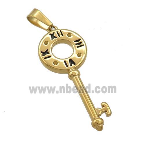 Stainless Steel Key Charms Pendant Gold Plated