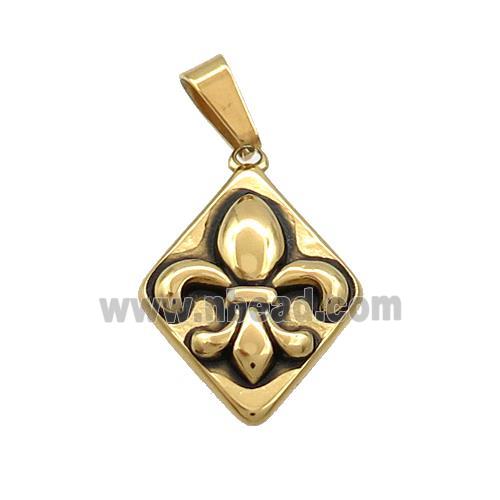 Stainless Steel Fleur-De-Lis Charms Pendant Antique Gold