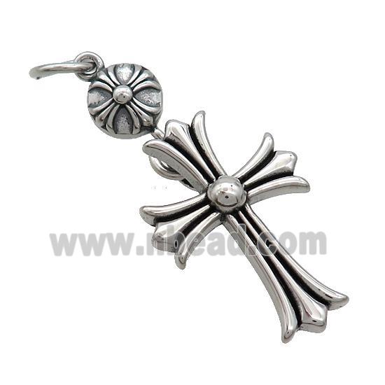 Stainless Steel Cross Pendant Antique Silver