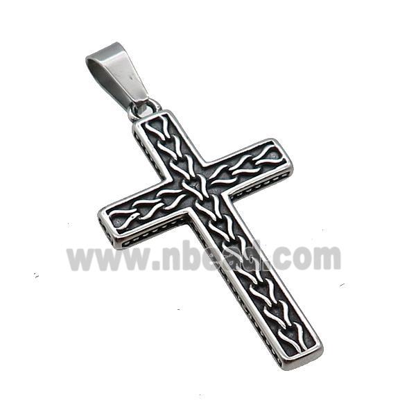 Stainless Steel Cross Pendant Antique Silver