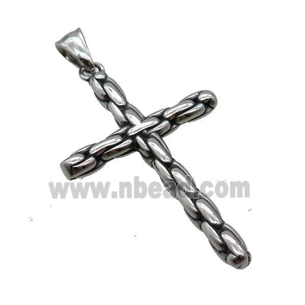 Stainless Steel Cross Pendant Antique Silver