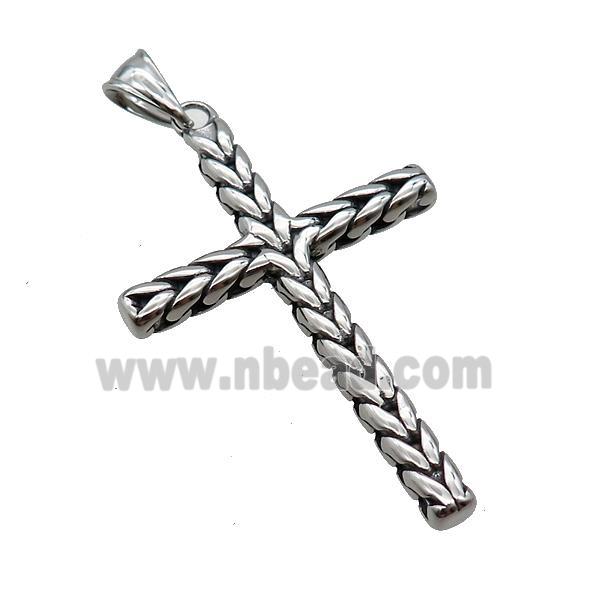 Stainless Steel Cross Pendant Antique Silver